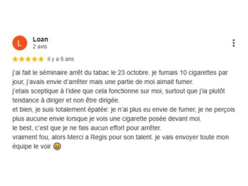 Avis client sur un séminaire d’arrêt du tabac