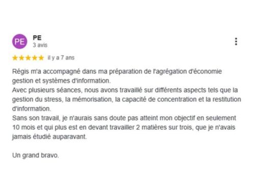 Avis client sur la préparation d’un concours et la gestion du stress