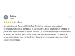 Avis client sur l’écoute et les conseils de Régis Archimbaud
