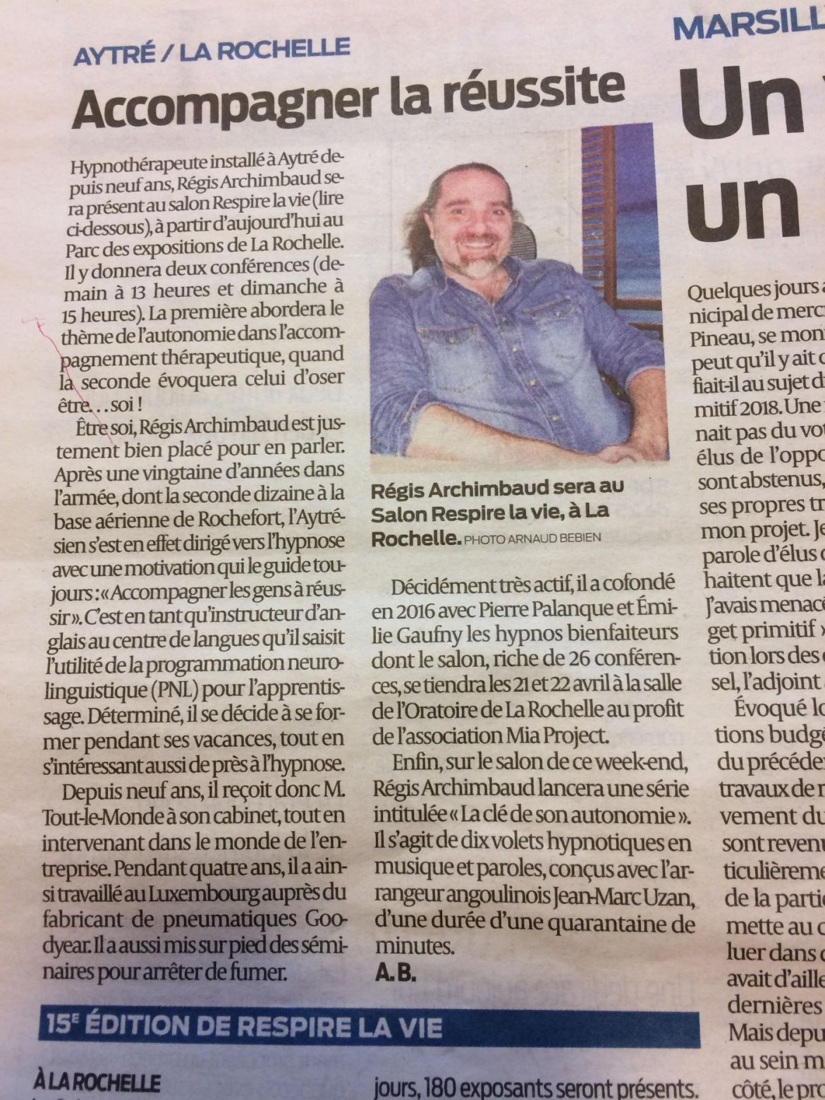 Article Sud Ouest du 23 mars 2018 sur Les Hypnos Bienfaiteurs